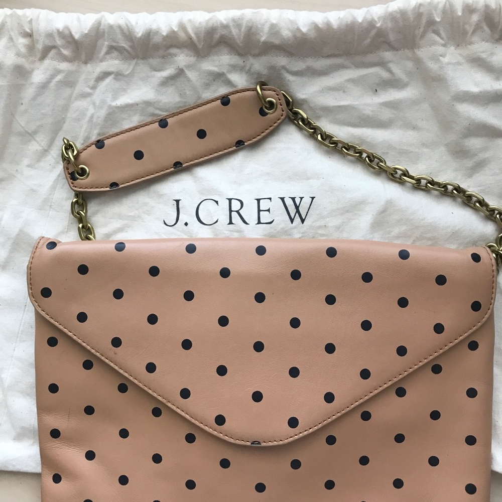 J crew leather envelope clutch purse